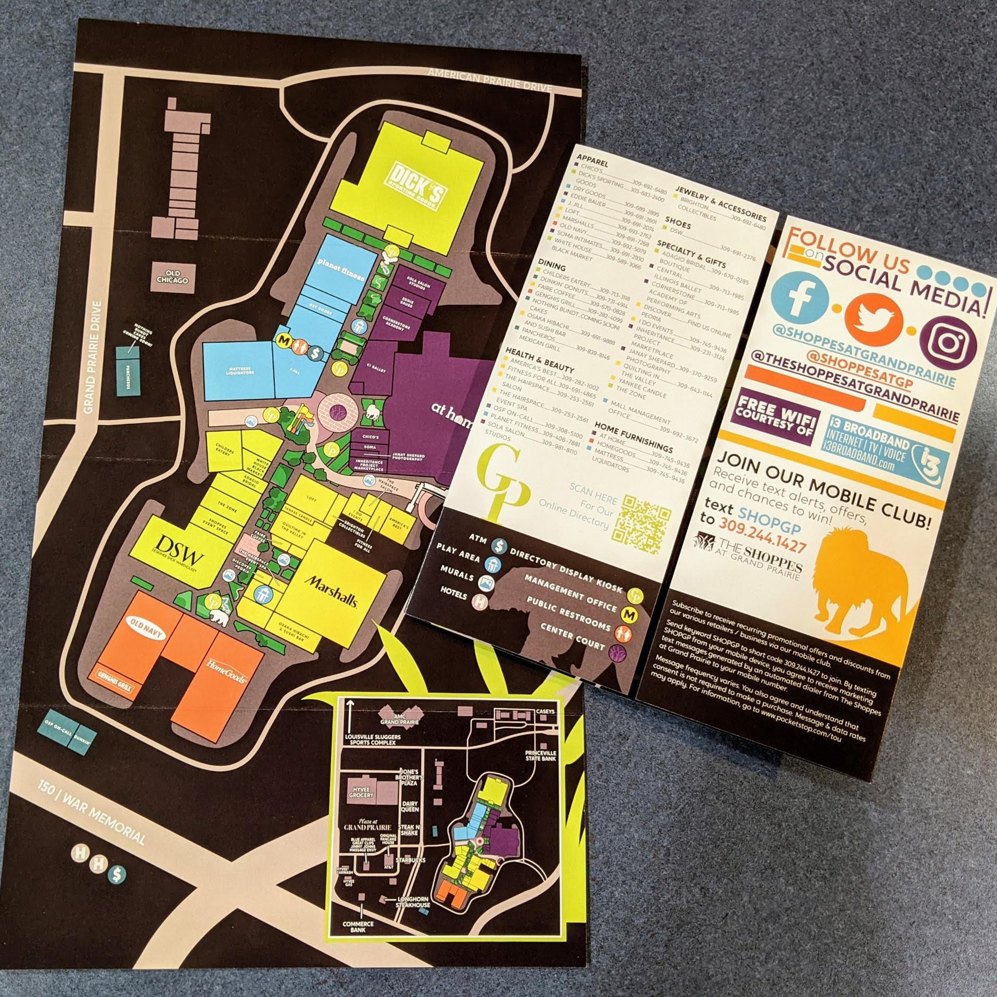 outdoor mall navigation pamphlet